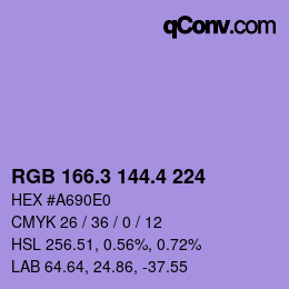 カラーコード: RGB 166.3 144.4 224 | qconv.com