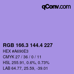 カラーコード: RGB 166.3 144.4 227 | qconv.com