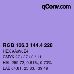 カラーコード: RGB 166.3 144.4 228 | qconv.com