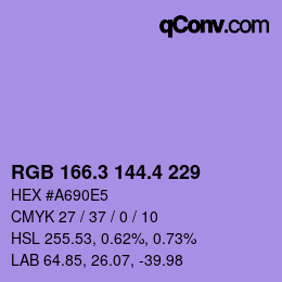 カラーコード: RGB 166.3 144.4 229 | qconv.com