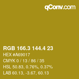 カラーコード: RGB 166.3 144.4 23 | qconv.com