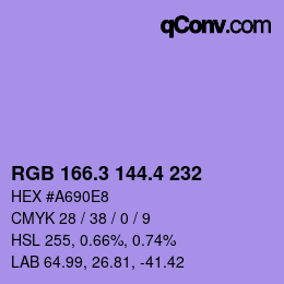 カラーコード: RGB 166.3 144.4 232 | qconv.com