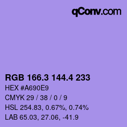 カラーコード: RGB 166.3 144.4 233 | qconv.com