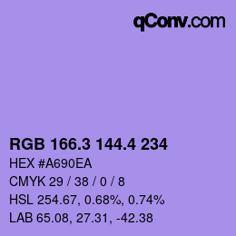 カラーコード: RGB 166.3 144.4 234 | qconv.com