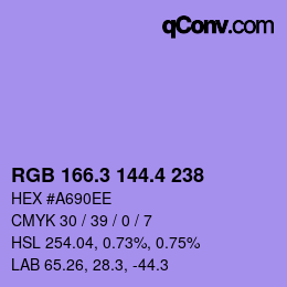 カラーコード: RGB 166.3 144.4 238 | qconv.com