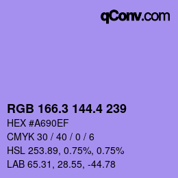 カラーコード: RGB 166.3 144.4 239 | qconv.com