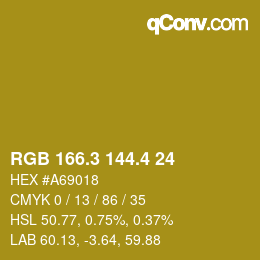 カラーコード: RGB 166.3 144.4 24 | qconv.com