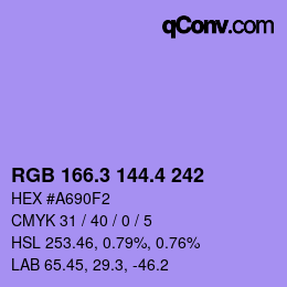 カラーコード: RGB 166.3 144.4 242 | qconv.com
