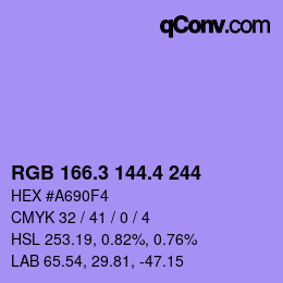 カラーコード: RGB 166.3 144.4 244 | qconv.com