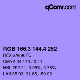 カラーコード: RGB 166.3 144.4 252 | qconv.com