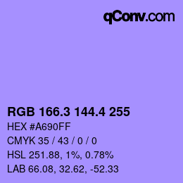 カラーコード: RGB 166.3 144.4 255 | qconv.com