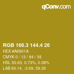 カラーコード: RGB 166.3 144.4 26 | qconv.com