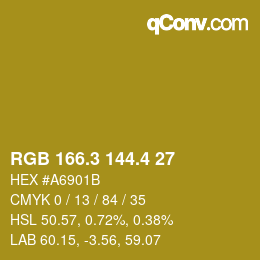 カラーコード: RGB 166.3 144.4 27 | qconv.com