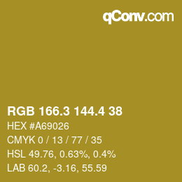 カラーコード: RGB 166.3 144.4 38 | qconv.com