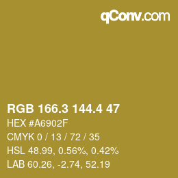 カラーコード: RGB 166.3 144.4 47 | qconv.com