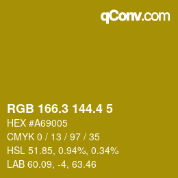 カラーコード: RGB 166.3 144.4 5 | qconv.com