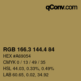 カラーコード: RGB 166.3 144.4 84 | qconv.com