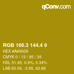 カラーコード: RGB 166.3 144.4 9 | qconv.com