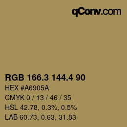 カラーコード: RGB 166.3 144.4 90 | qconv.com