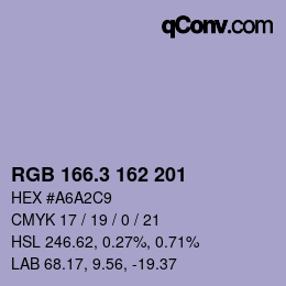 カラーコード: RGB 166.3 162 201 | qconv.com