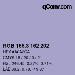 カラーコード: RGB 166.3 162 202 | qconv.com