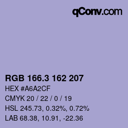 カラーコード: RGB 166.3 162 207 | qconv.com