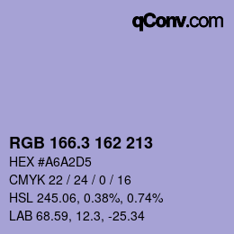 カラーコード: RGB 166.3 162 213 | qconv.com
