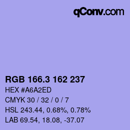 カラーコード: RGB 166.3 162 237 | qconv.com