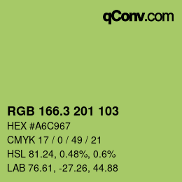 カラーコード: RGB 166.3 201 103 | qconv.com