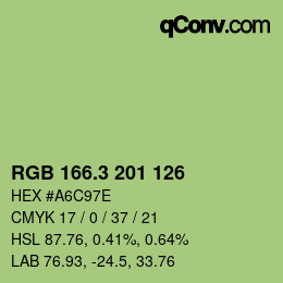 カラーコード: RGB 166.3 201 126 | qconv.com