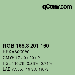 カラーコード: RGB 166.3 201 160 | qconv.com