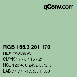 カラーコード: RGB 166.3 201 170 | qconv.com