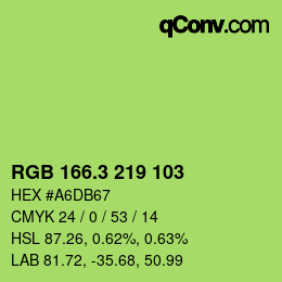 カラーコード: RGB 166.3 219 103 | qconv.com