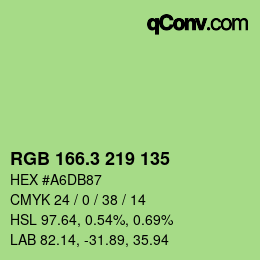 カラーコード: RGB 166.3 219 135 | qconv.com