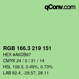 カラーコード: RGB 166.3 219 151 | qconv.com