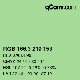 カラーコード: RGB 166.3 219 153 | qconv.com