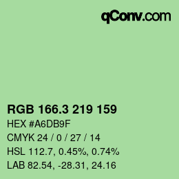 カラーコード: RGB 166.3 219 159 | qconv.com