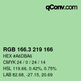 カラーコード: RGB 166.3 219 166 | qconv.com