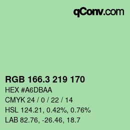 カラーコード: RGB 166.3 219 170 | qconv.com