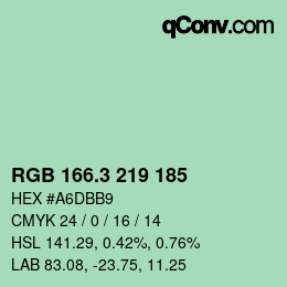 カラーコード: RGB 166.3 219 185 | qconv.com