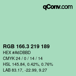 カラーコード: RGB 166.3 219 189 | qconv.com
