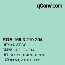 カラーコード: RGB 166.3 219 204 | qconv.com