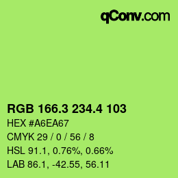 カラーコード: RGB 166.3 234.4 103 | qconv.com