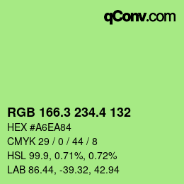 カラーコード: RGB 166.3 234.4 132 | qconv.com