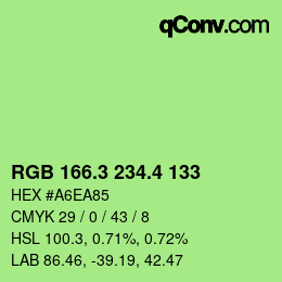 カラーコード: RGB 166.3 234.4 133 | qconv.com