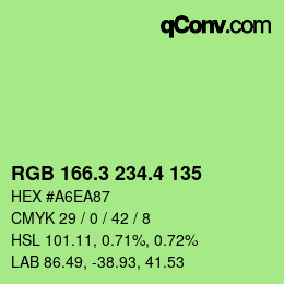 カラーコード: RGB 166.3 234.4 135 | qconv.com