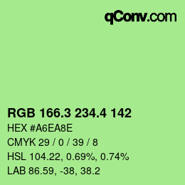 カラーコード: RGB 166.3 234.4 142 | qconv.com