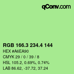 カラーコード: RGB 166.3 234.4 144 | qconv.com