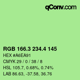 カラーコード: RGB 166.3 234.4 145 | qconv.com