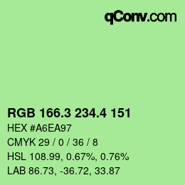 カラーコード: RGB 166.3 234.4 151 | qconv.com